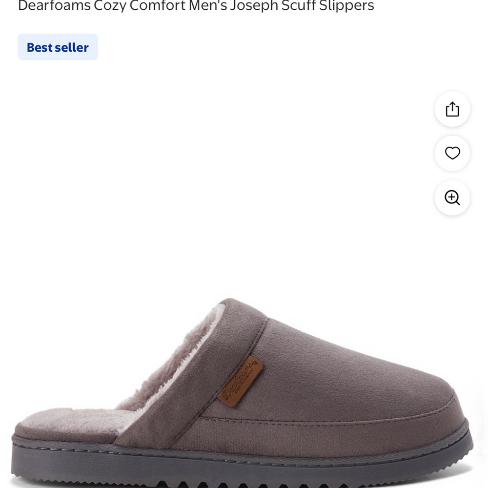 dearfoams Men's Taupe Plush-Lined Slip-On Slippers